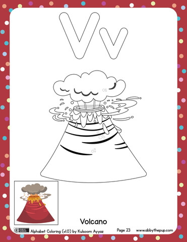 V Is For Volcano Coloring Page